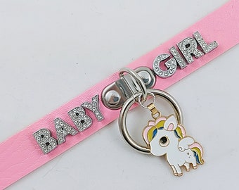 BABYGIRL rhinestone mature bdsm collar fetish kinky ddlg adult stripper choker