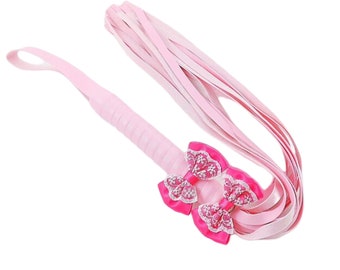 luxury bow whip petplay ddlg pink fake leather