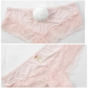 Pastel pink clip on bunny tail panties. image 1