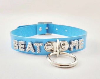 BEAT ME abdl rhinestone mature bdsm collar fetish kinky ddlg adult stripper choker