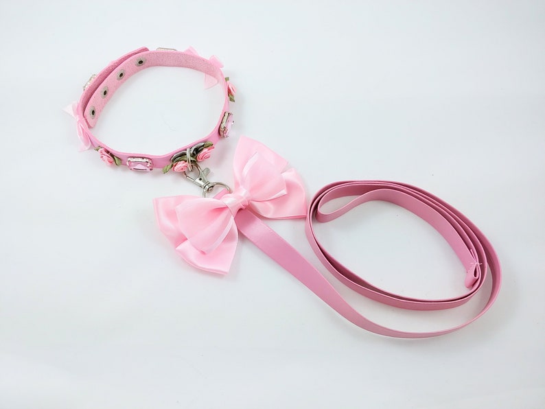 Luxe Petplay Ddlg Collar and Leash Set Bdsm Vegan Pink Pastel Etsy