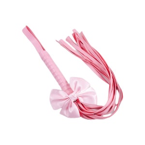 luxury bow whip petplay ddlg pink fake leather image 1