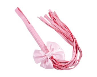 luxury bow whip petplay ddlg pink fake leather
