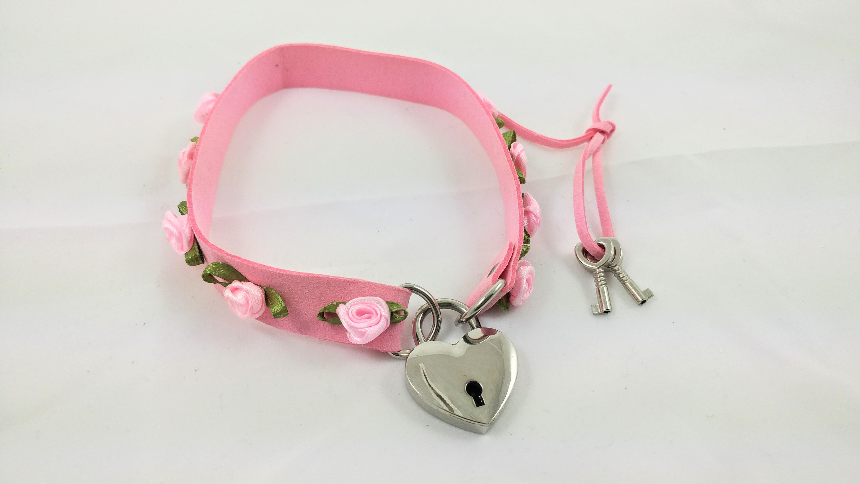 Locking ddlg pink heart collar bdsm submissive Etsy