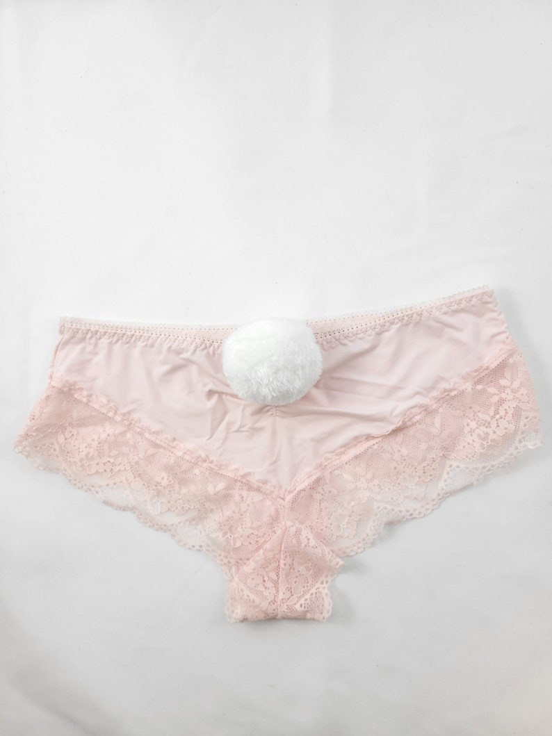 Pastel pink clip on bunny tail panties. image 2