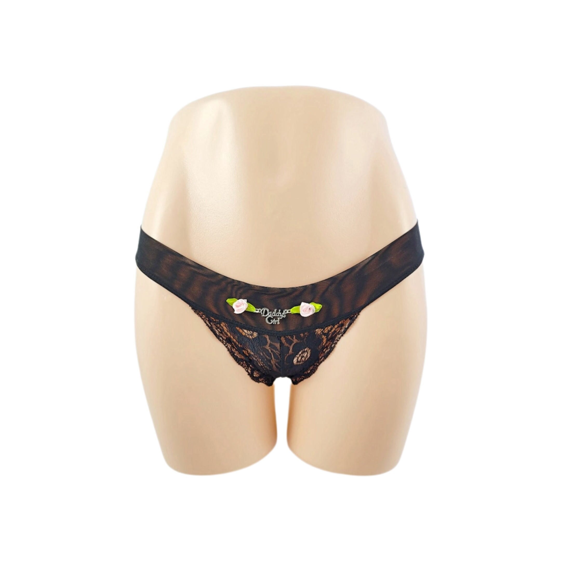 Velvet Panty Ribbed Bottom Cheeky Lingerie Black Striped Comfy