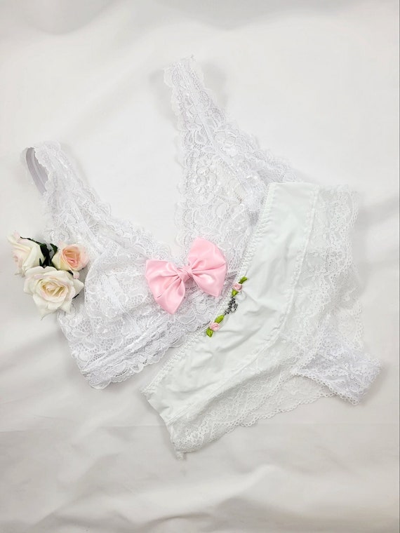 White plus size/curvy ddlg lingerie set