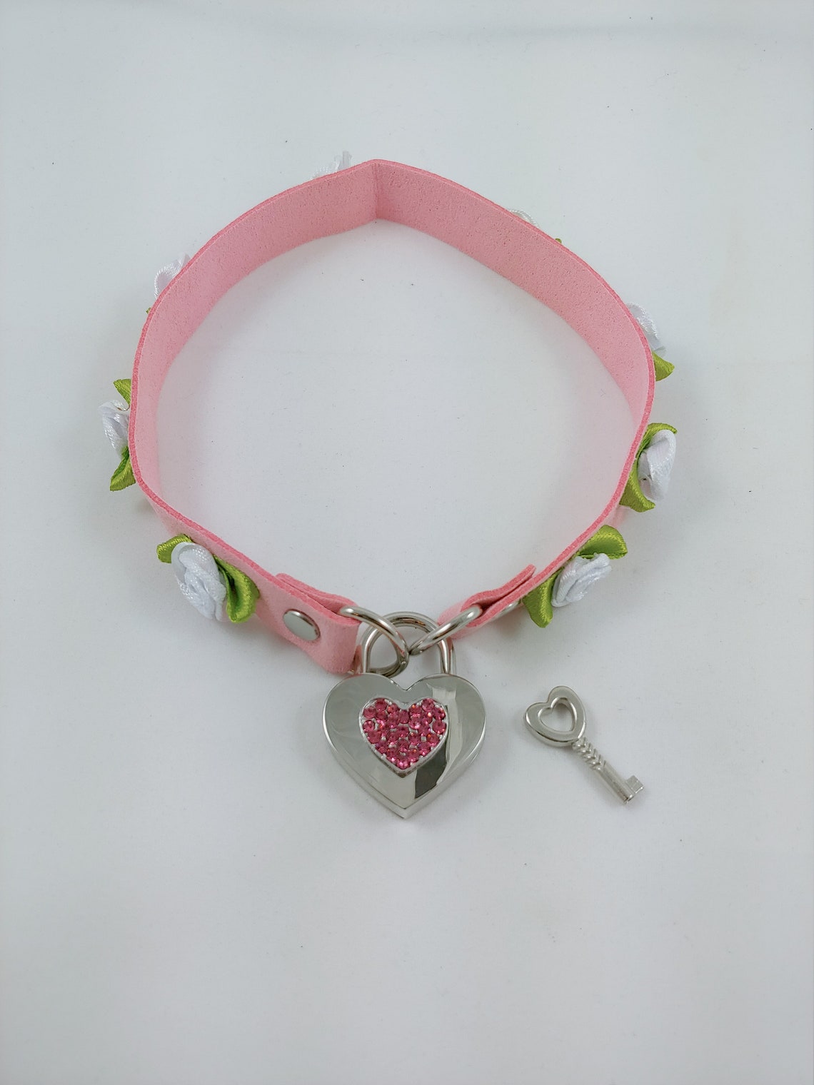 Locking Ddlg Abdl Heart Collar Bdsm Crystal Rhinestone Etsy