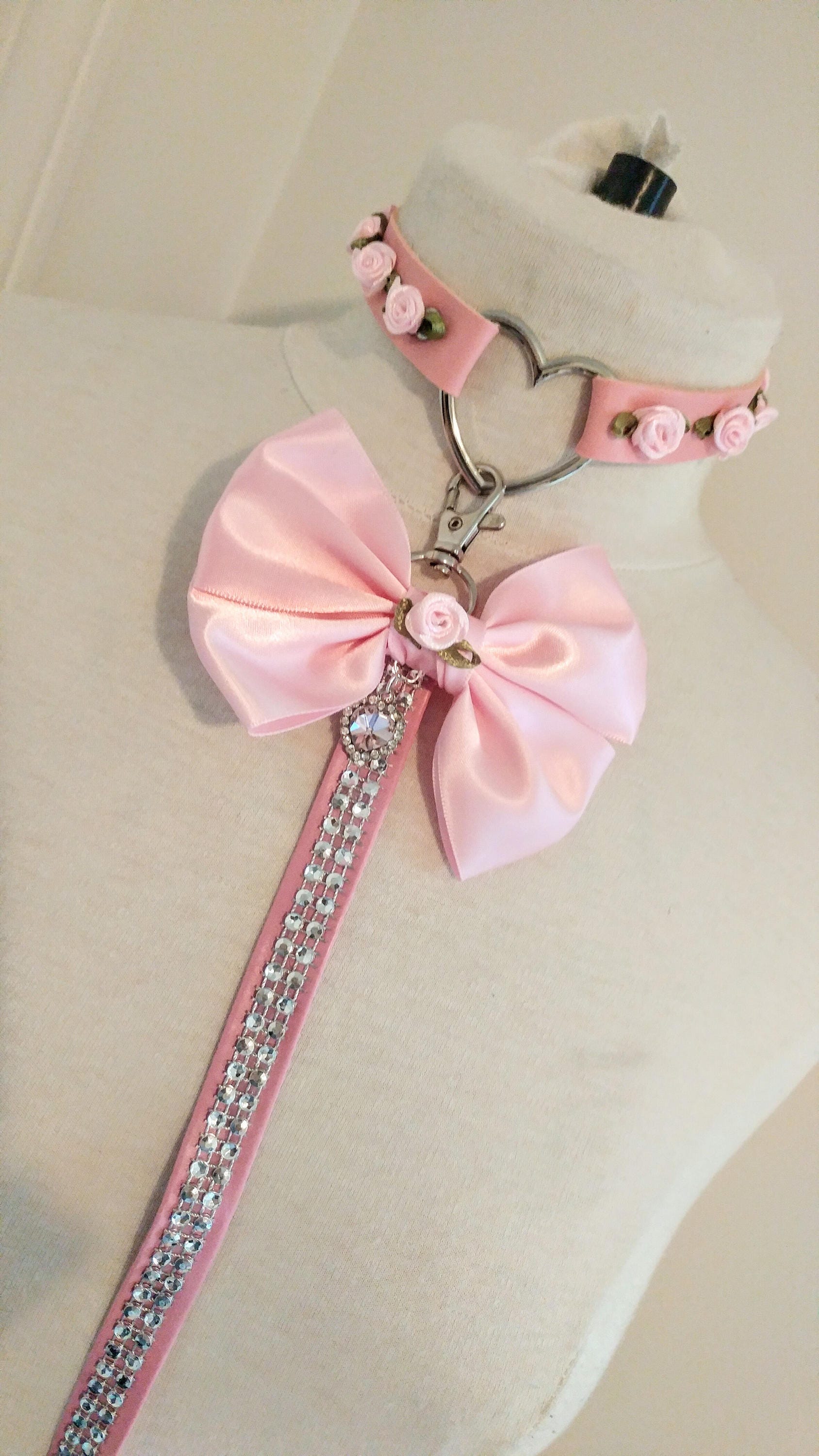 pink blossom or blue butterfly blue flowers Embrodered flower thick collar BDSMDDLG choker *limited edition! Red rose