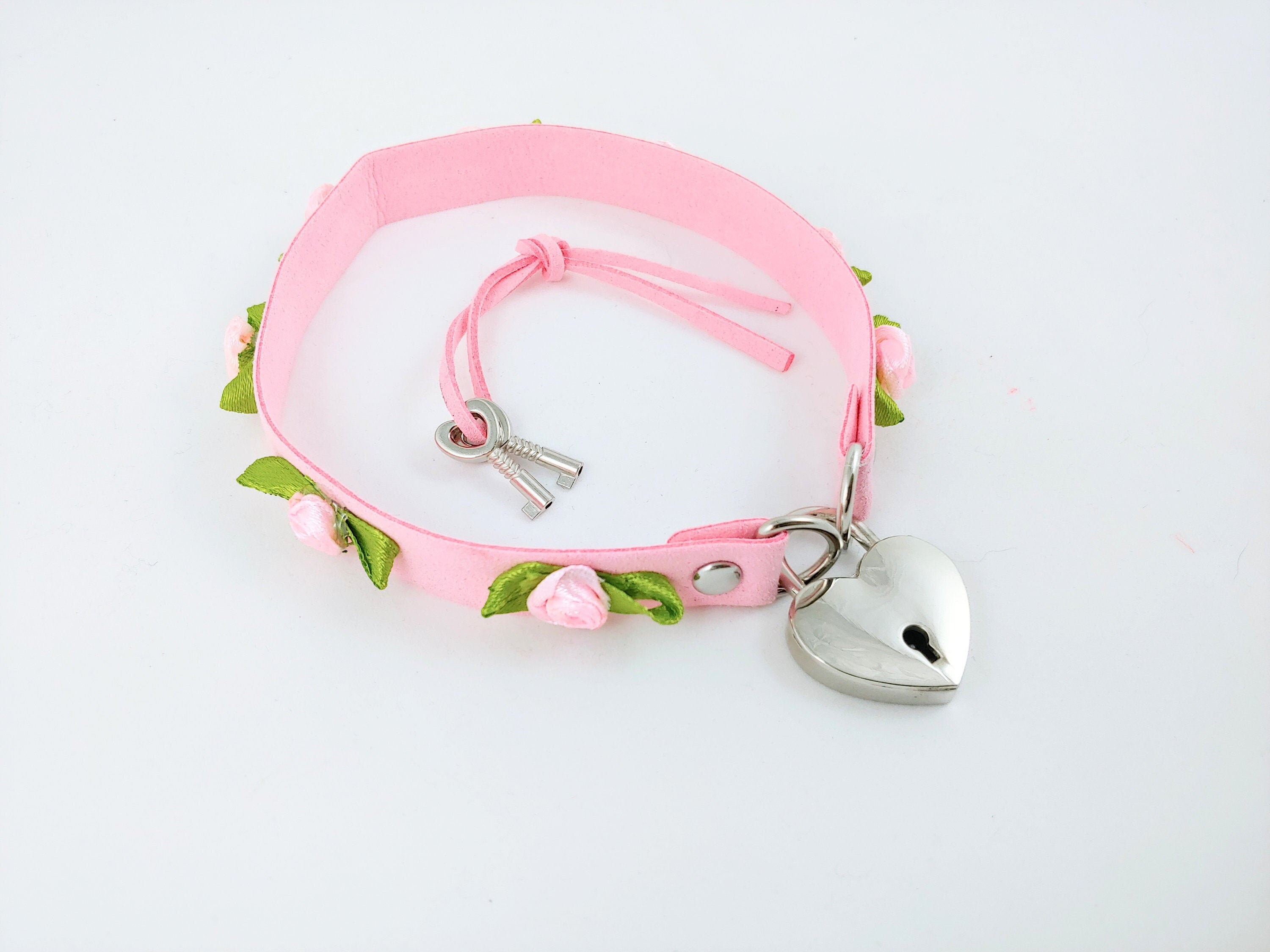 Locking ddlg pink heart collar bdsm submissive Etsy