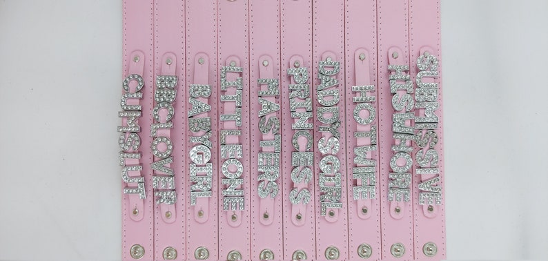 Ddlg submissive bdsm fetish kinky CUSTOM wording rhinestone pink leather bracelet