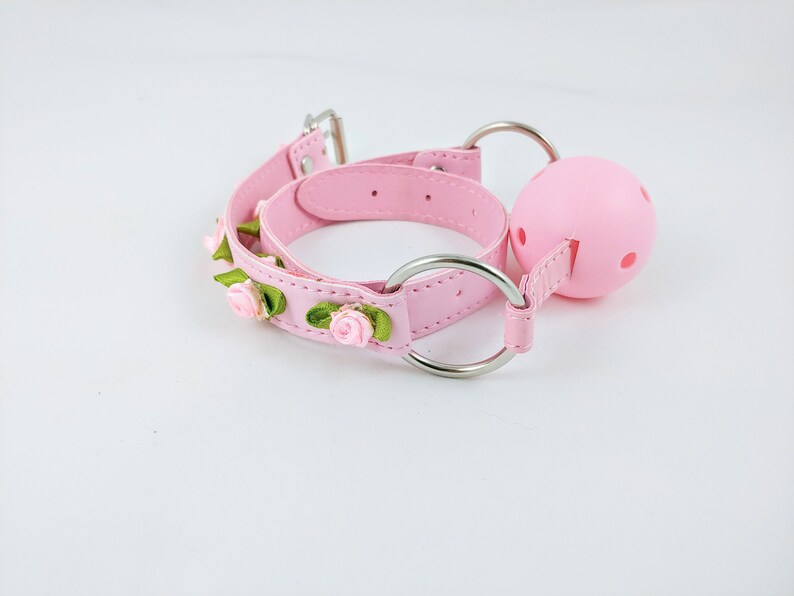 Luxury Rose Ballgag Petplay Ddlg Fake Leather Ball Gag Etsy