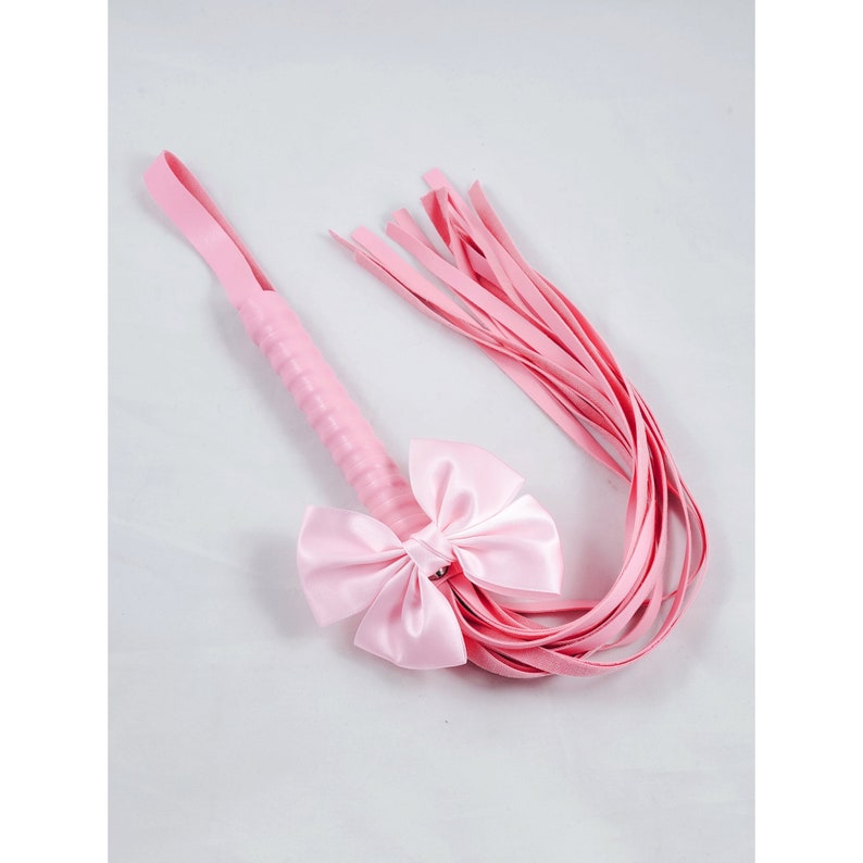 luxury bow whip petplay ddlg pink fake leather image 2