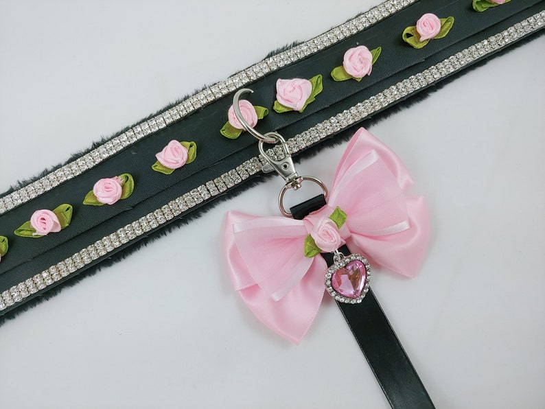 Luxury Rhinestone Collar and Leash Set Roses and Bows Petplay Etsy