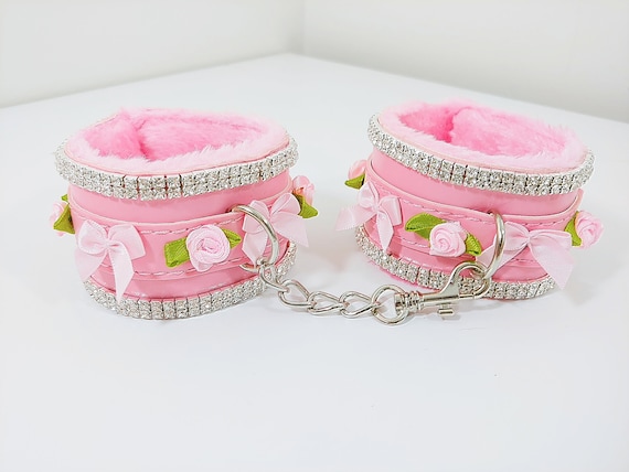 Luxury bondage ddlg wrist cuffs rhinestones petplay kinky fetish