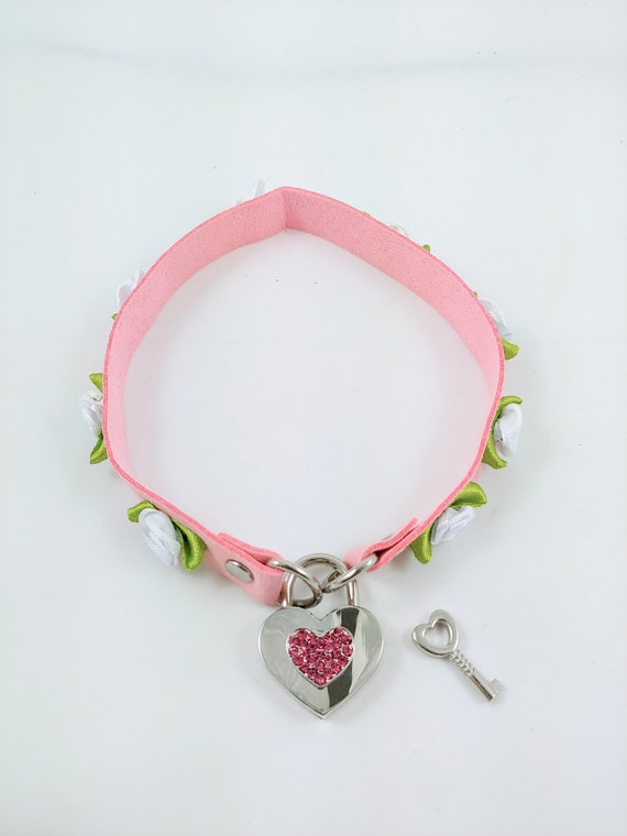 Locking Ddlg Abdl Heart Collar Bdsm Crystal Rhinestone Etsy