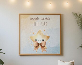 Twinkle Twinkle Little Star Nursery Wall Art, Nursery Digital Print, Nursery Wall Art Neutral, Baby Room Wall Decor, Kid's Room Wall Art