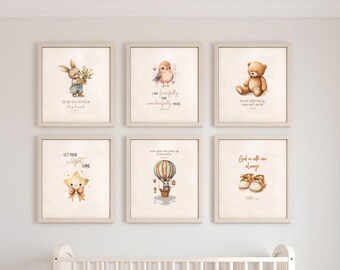Biblical Nursery Wall Art, Set of 10 Different Digital Prints, Nursery or Kid's Room Wall Decor, Religious Prints, Watercolor Wall Art
