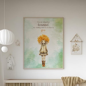 Vintage Style Watercolor Wall Art - &quot;Song of Solomon 4:7&quot; - Nursery or Child&#39;s Room Decor - Instant Download, High Resolution