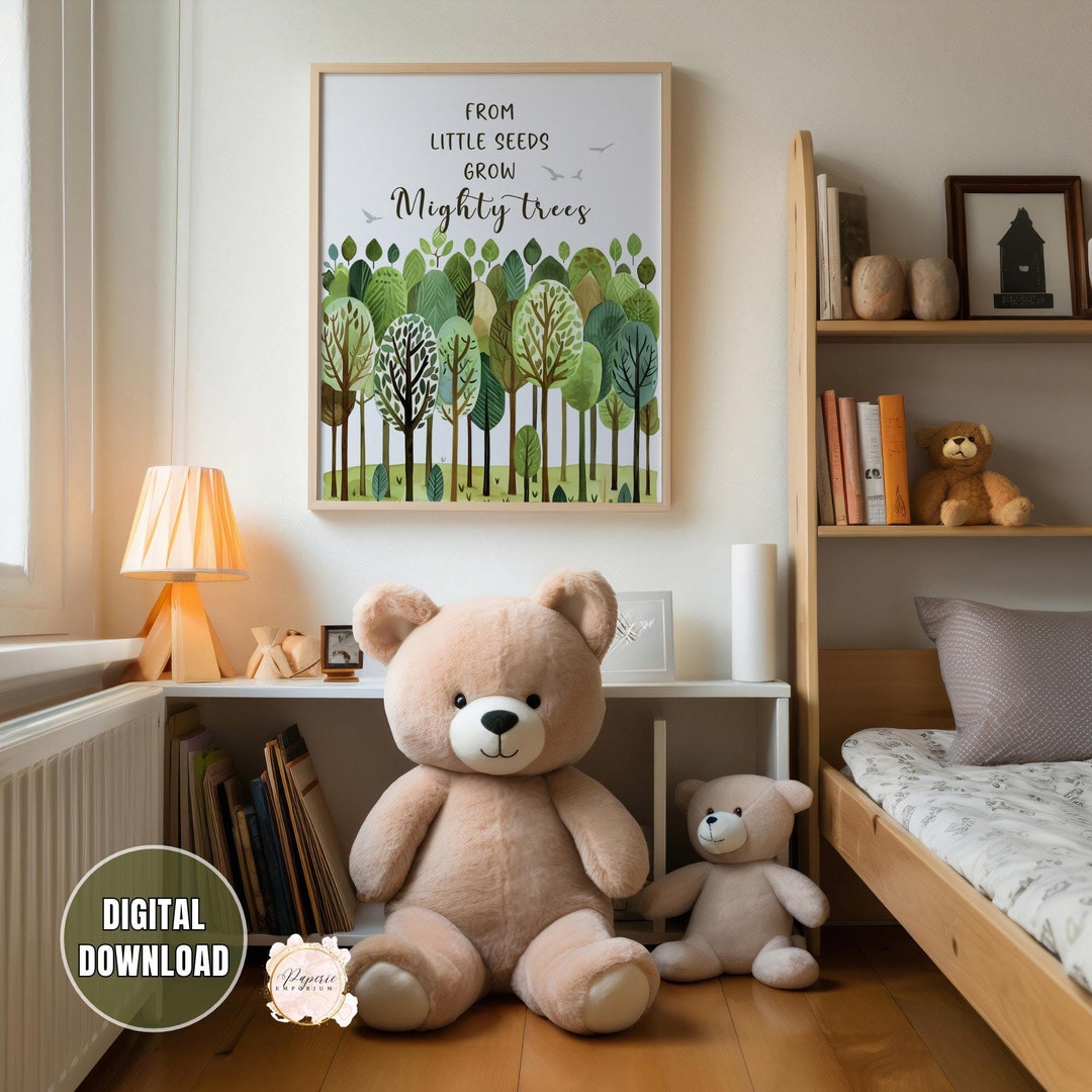 From Little Seeds Grow Mighty Trees Nursery Wall Art, Watercolor Nature ...