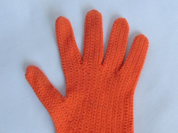 Vintage Italian Orange Short Knit Dress Gloves Ea… - image 8