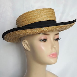 Vintage Women&#39;s Straw Boater Hat Panama Hat Sun Hat Gardening Hat Dress Hat Church Hat