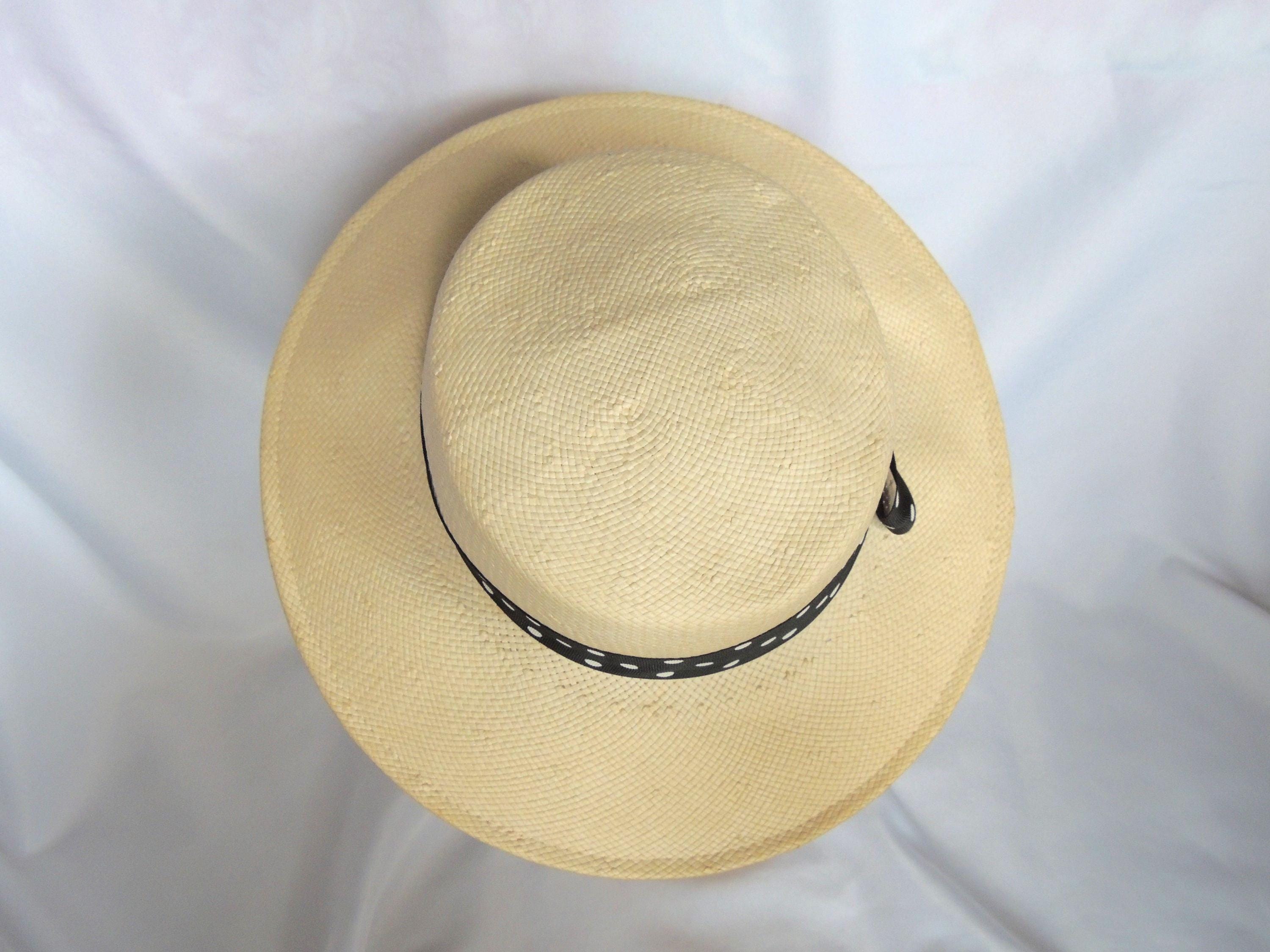 Vintage Natural Straw Wide Brim Derby Hat Straw Hat - Etsy