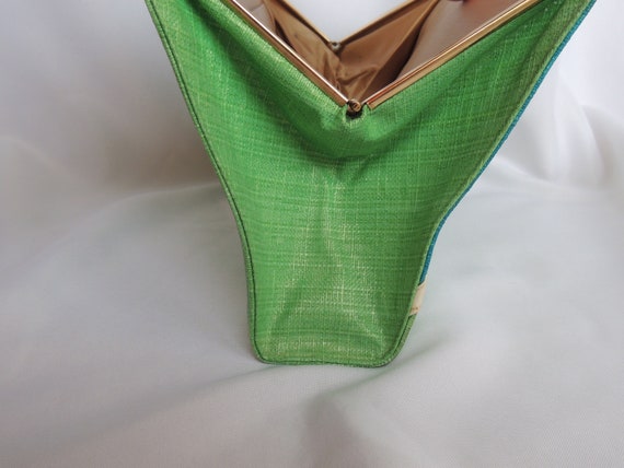 Vintage Green and Teal Blue Handbag Purse Evening… - image 9