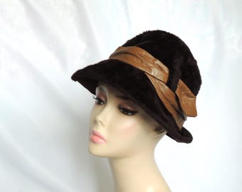 Vintage Marzi Firenze Cloche Hat Leopard Faux Fur Wool Felt  display picture 1