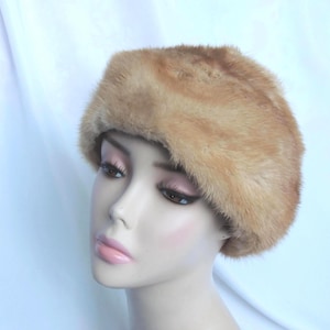 Vintage Honey Brown Mink Fur Cloche Hat Winter Hat Warm Hat Dress Hat