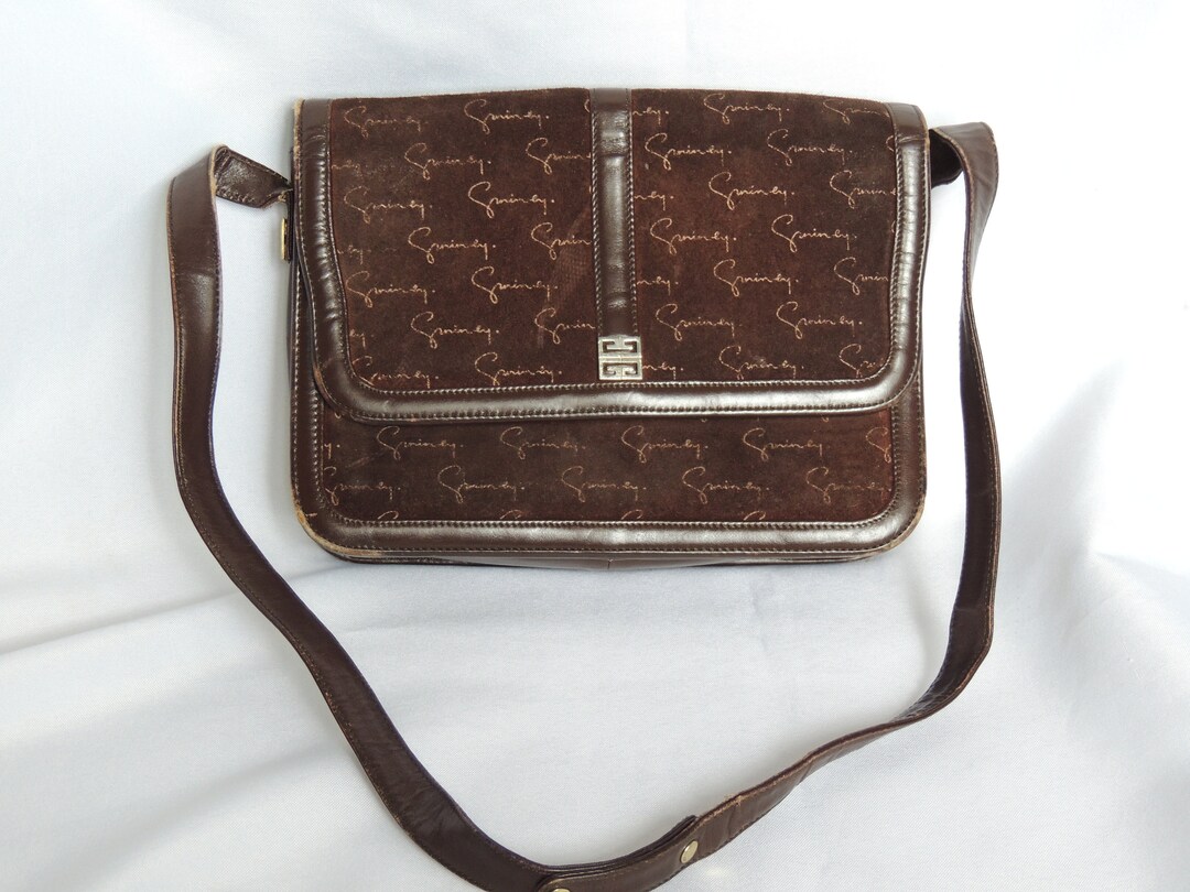 Vintage Givenchy 1970 s Brown Leather and Suede Shoulder Bag Purse