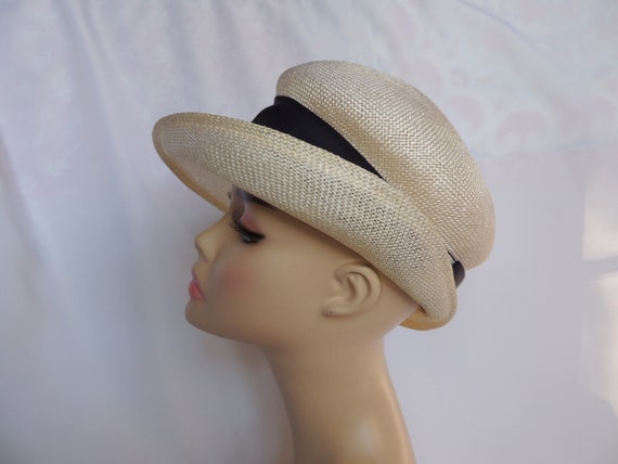 White Vintage Hat Synthetic Straw Summer Fedora H… - image 5