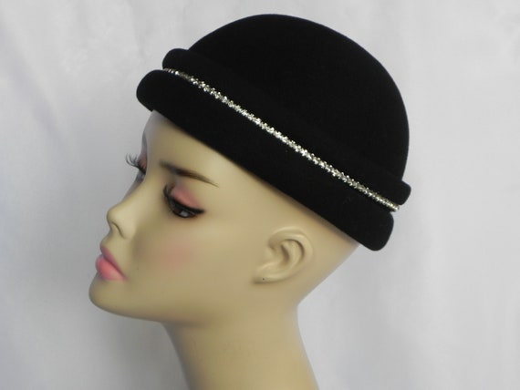 1970's or 80's Halston Haute Couture Black Wool Fe
