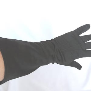 Vintage Long Black Nylon Opera Gloves Dress Gloves Evening Gloves Formal Gloves Costume Gloves Size 7