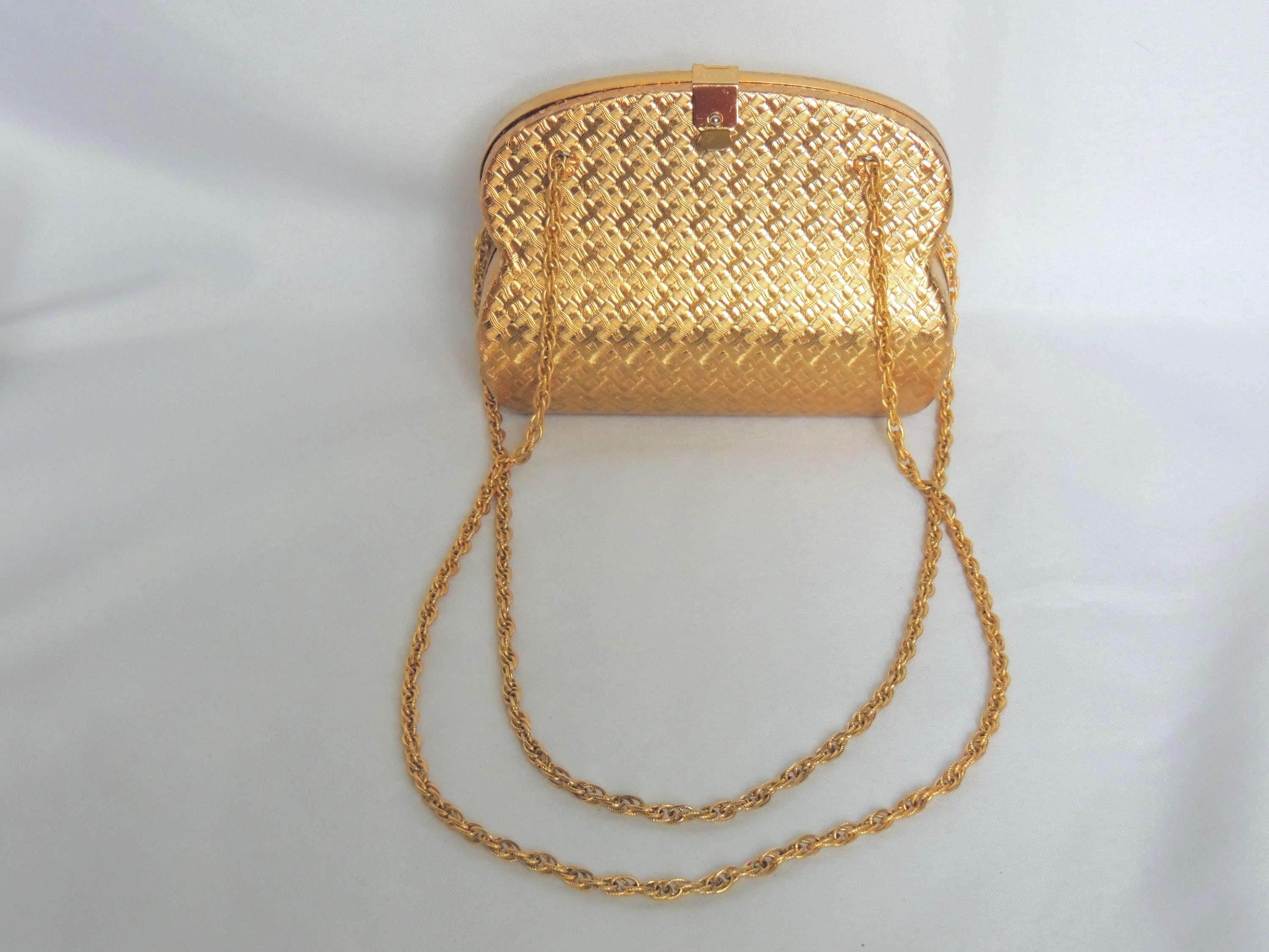 Vintage Gold Gilt Hard Shell Metal Evening Bag Purse - Etsy