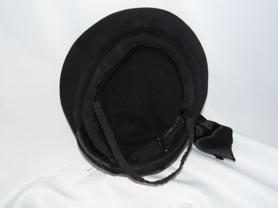 Vintage Black Wool Felt Antique Edwardian Turn of… - image 6