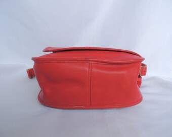 Vintage Coach Red Leather NYC Saddle Bag Shoulder Bag