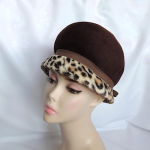 Camel Color Wool Cloche Hat with Leopard Band Leopard Cloche Hat - Etsy main image 4
