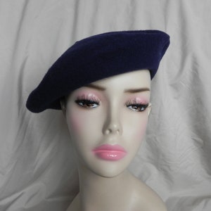 Sombrero de boina Kangol Vintage de lana Azul Marino Chic imagen 1