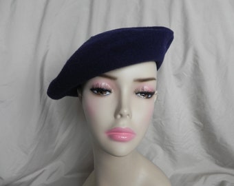 Navy Blue Wool Chic Vintage Kangol Beret Hat