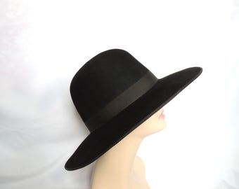 Bolero vintage para hombre, negro, de molesquín, resistente al agua, estilo vaquero/jugador/outback, de Thoroughbred, talla 7 3/4.