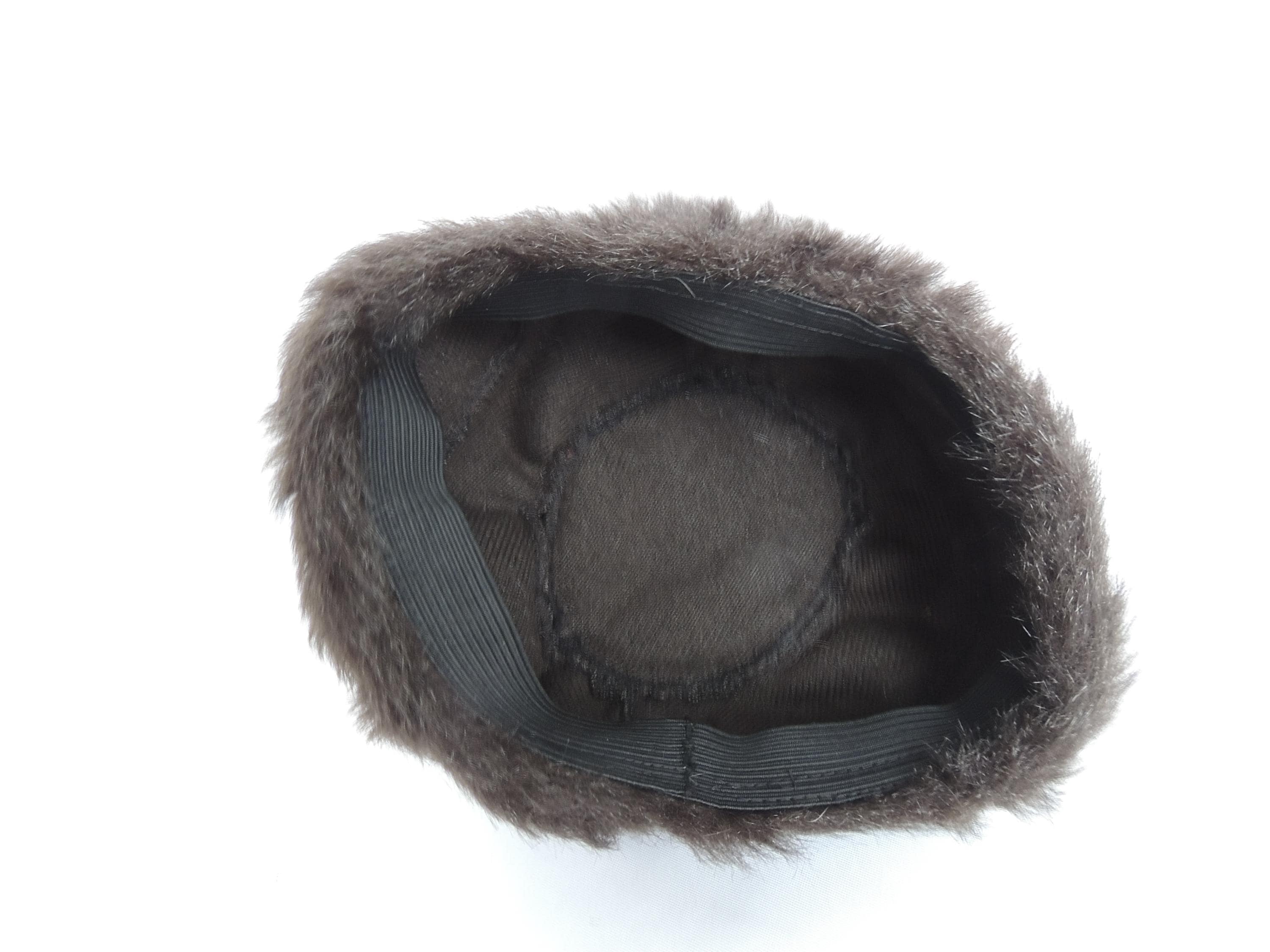 1960s Dark Brown Fur and Leather Hat Vintage 1960 main image 3