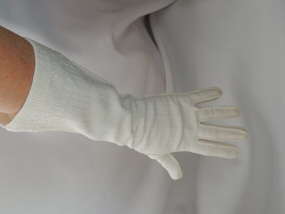 White Cotton Beaded Grip Gloves