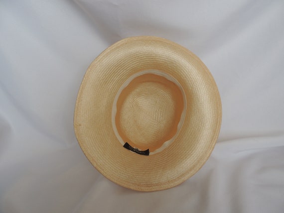 Vintage Natural Off White Straw Dress Hat Fancy H… - image 6