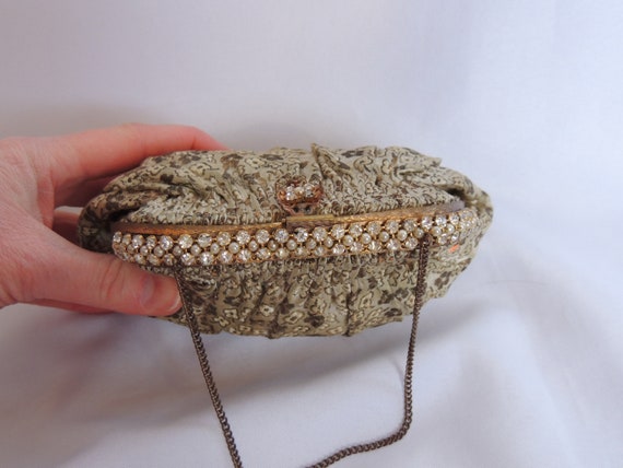 Vintage Gold and Beige Brocade Small Purse Evenin… - image 5