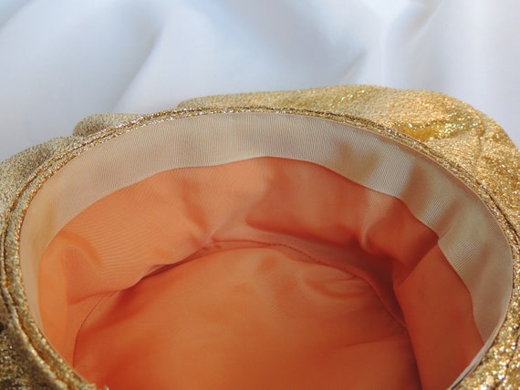 Vintage Jack Mcconnell Metallic Gold Fabric Floppy Hat Dress  display picture 1