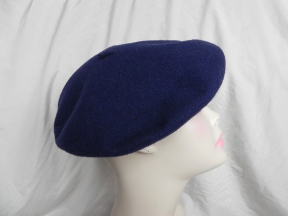 Navy Blue Wool Chic Vintage Kangol Beret Hat - image 2