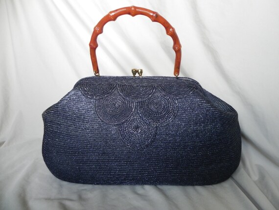 large navy handbag
