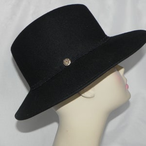 Black Wool Felt Unisex Gamblers Hat Bolero Hat Wide Brim Hat Safari Hat image 3