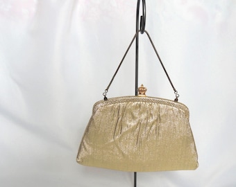 Vintage Metallic Gold Stoff Abendtasche Clutch Geldbörse